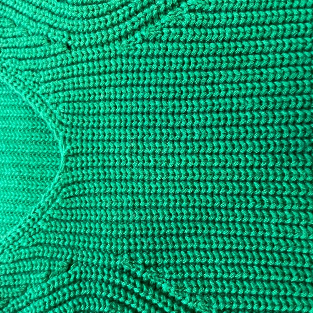 Talbots V Neck Tunic Sweater Size XL Kelly Green Long Sleeve Shaker stitch - Picture 5 of 6